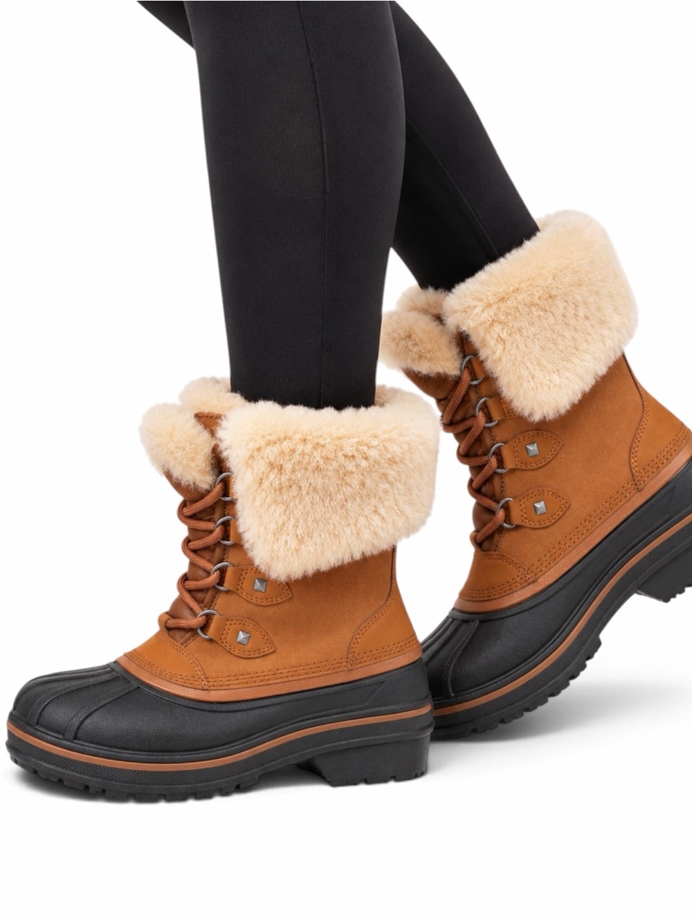 Crocs โ AllCast II Luxe Waterproof Snow Boots โ Wheat/Black โ Sz. 9